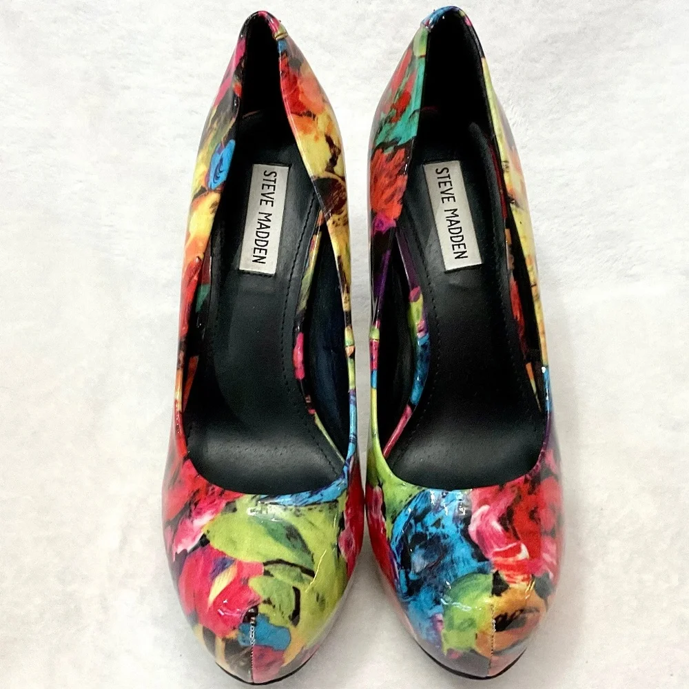 Steve Madden NALA Stiletto High Heel Patent Leather platform Pumps Sz 9.5 - Picture 3 of 16